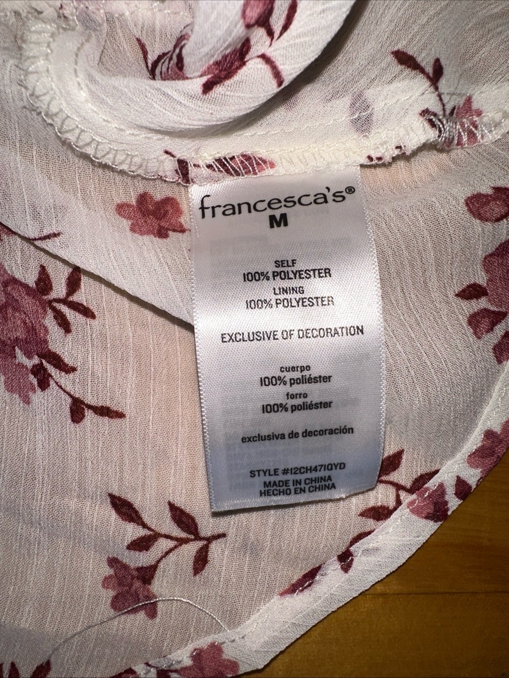 Francesca's Collections White Floral Puff-Sleeve Peplum Top - Picture 3 of 7